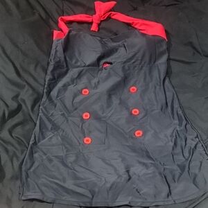 One Piece Retro Black Swimdress with Red Accents Xxl